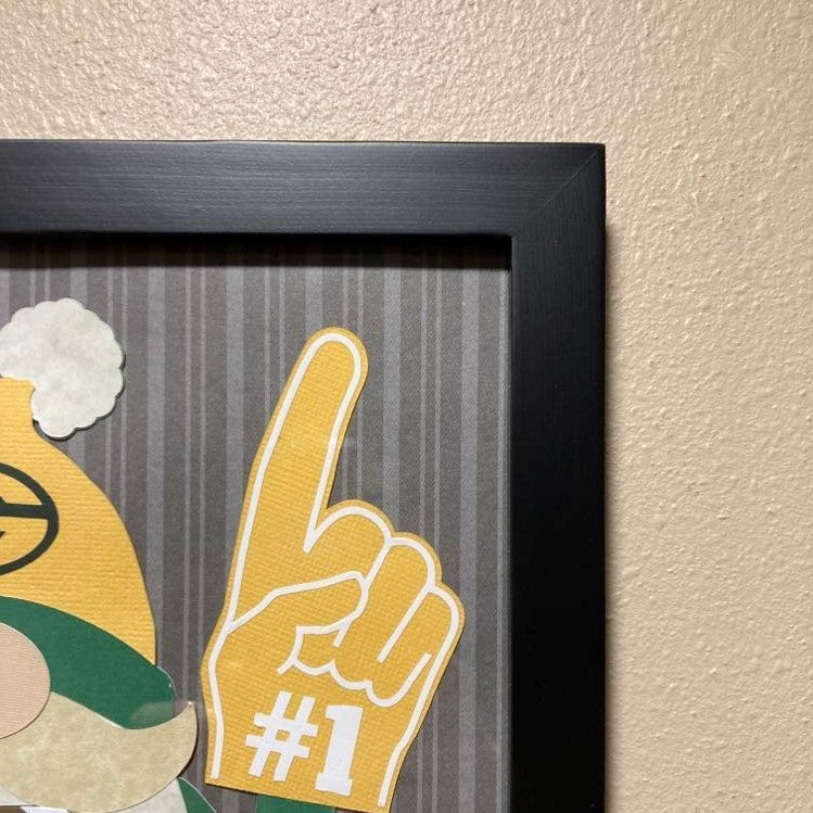 Football Gnome, layered art, close up