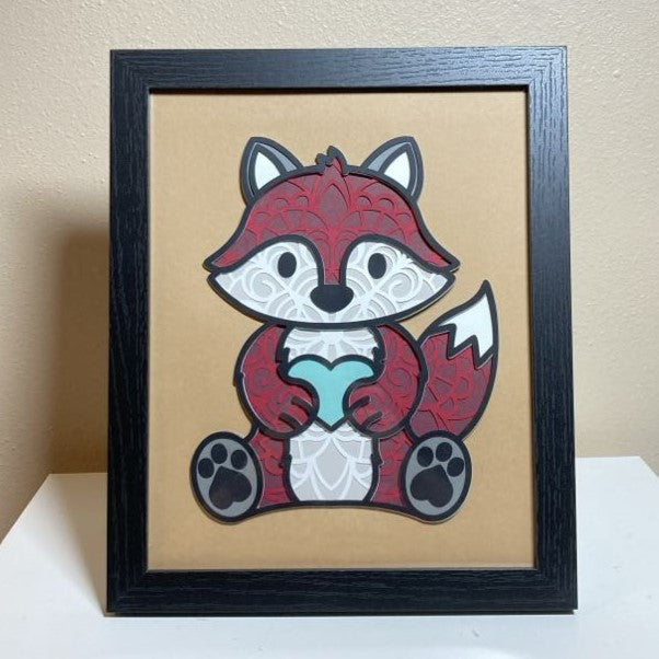 Fox holding heart, Layered Art