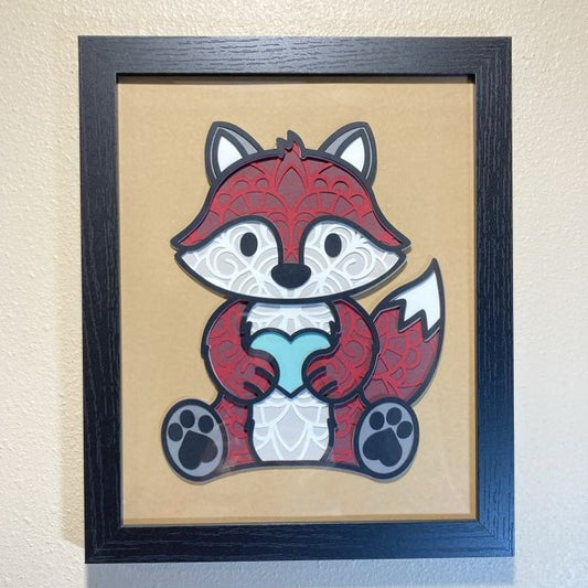 Fox holding heart, Layered Art