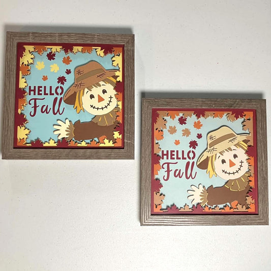 Hello Fall Scarecrow, Layered Shadow Box, multiple options