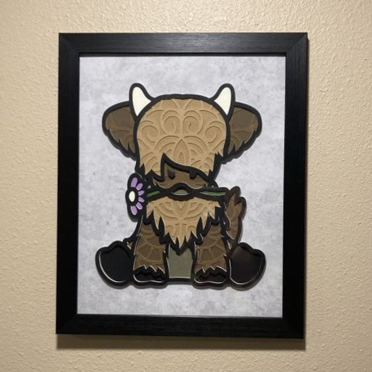 Highland Cow, 8x10, Layered Art