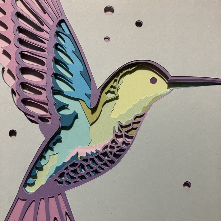 Hummingbird, 8x10 Shadow Box,  close up