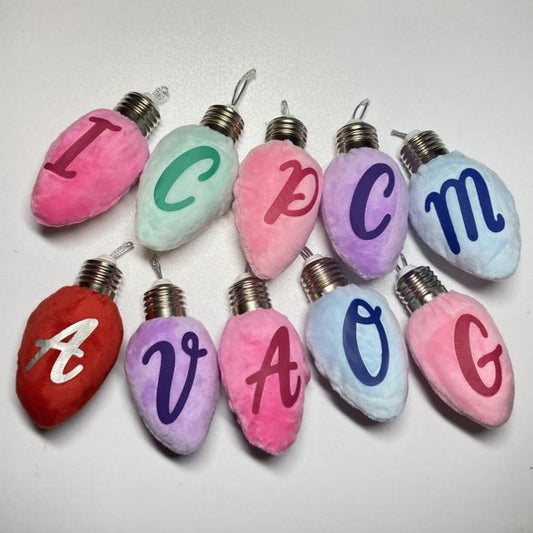 Personalized Plush Christmas Bulb Ornament, Multiple Options