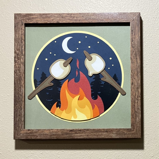 Roasting Marshmallows by a Campfire, layered art