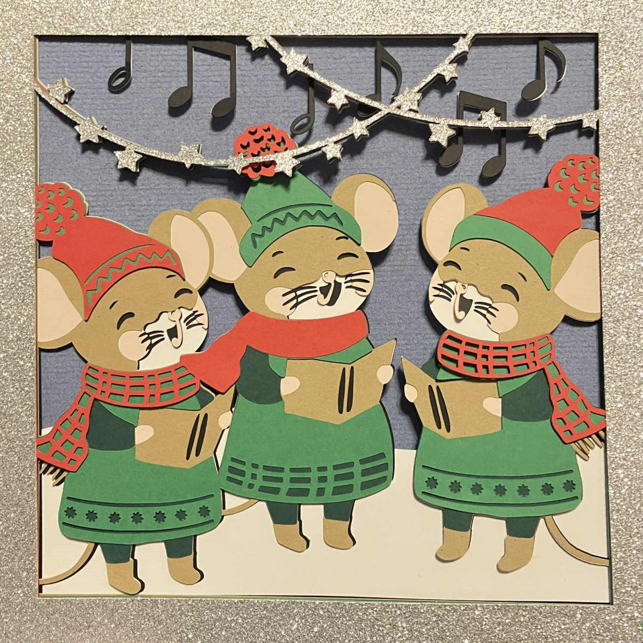 Mouse Carolers - Layered Art Shadow Box