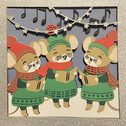 Mouse Carolers - Layered Art Shadow Box
