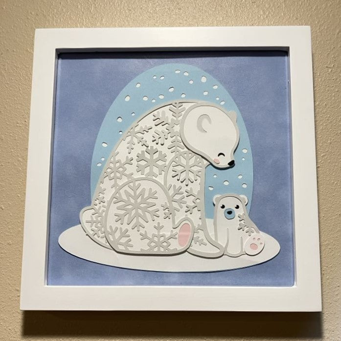 Polar bear and baby, layered art, multiple options, light background