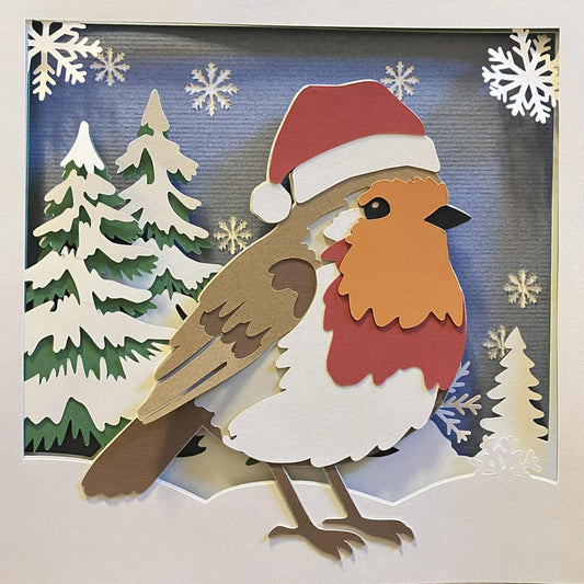 Winter Robin, Layered Shadow Box
