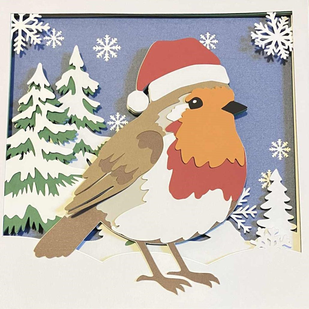 Winter Robin, Layered Shadow Box