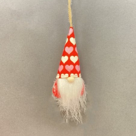 Hanging Plush Valentine Gnomes- Red with hearts