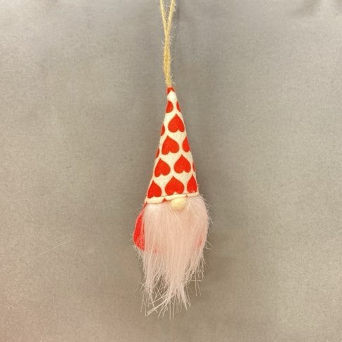 Hanging Plush Valentine Gnomes- White with red hearts