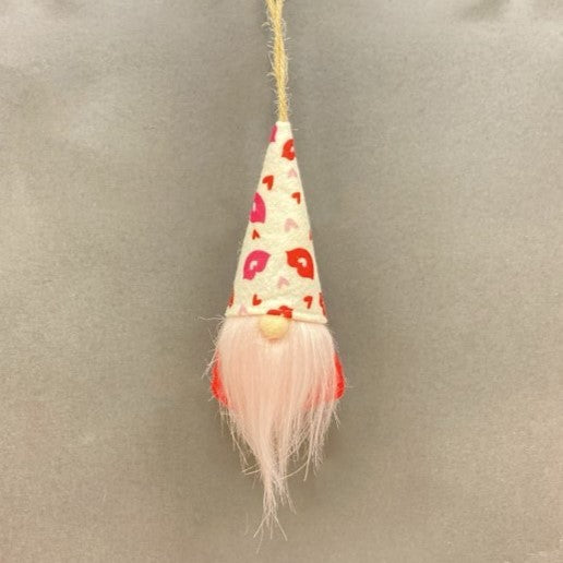Hanging Plush Valentine Gnomes- White with kisses