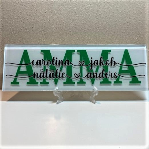 Personalized MOM/GRANDMA Glass tiles, 4 names