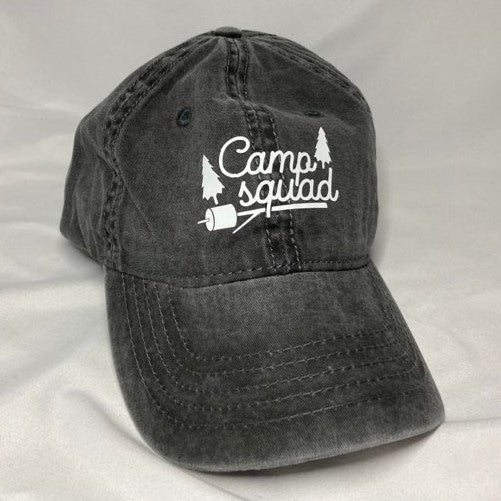 Camp Squad Baseball Cap, Multiple Colors Available, washed black