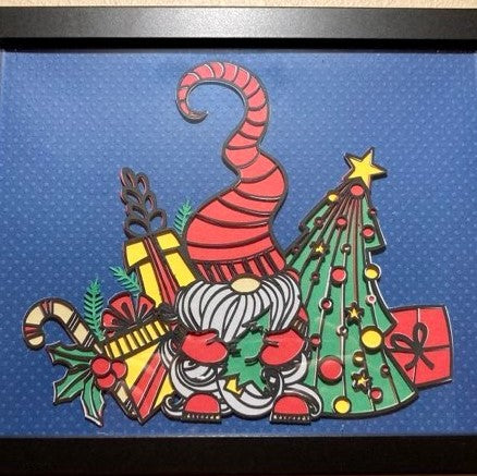 Christmas Gnome Santa Scene, 8x10 Shadow Box