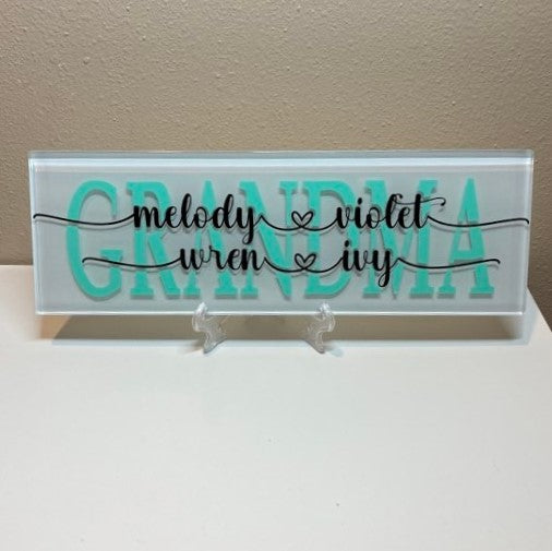 Personalized MOM/GRANDMA Glass tiles, Grandma 4 names