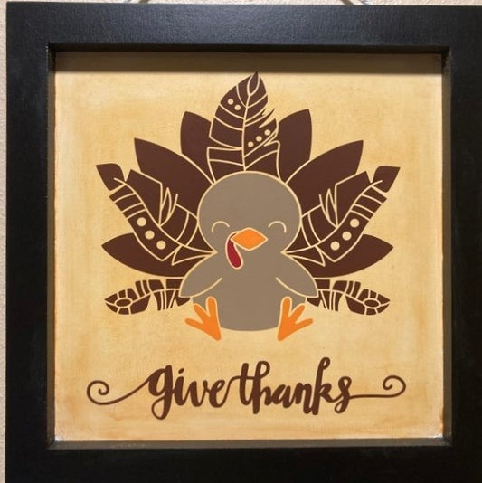 Give Thanks Turkey Wall Art, closeup