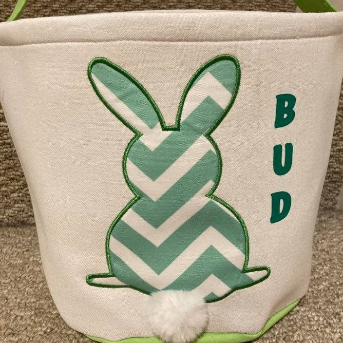 Personalized Easter Baskets, Green Stripe