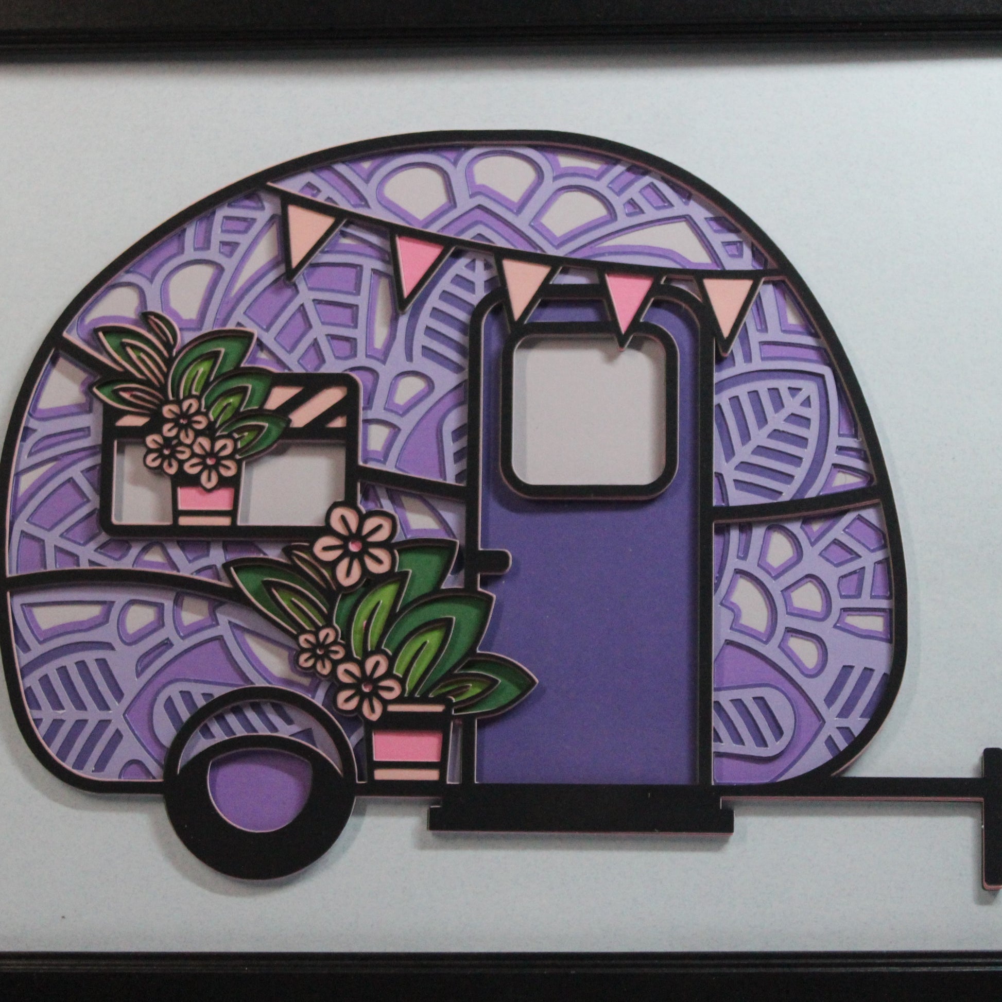 Purple Retro Camper- Layered Art