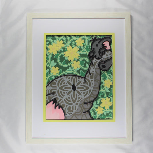 Elephant & baby layerd art