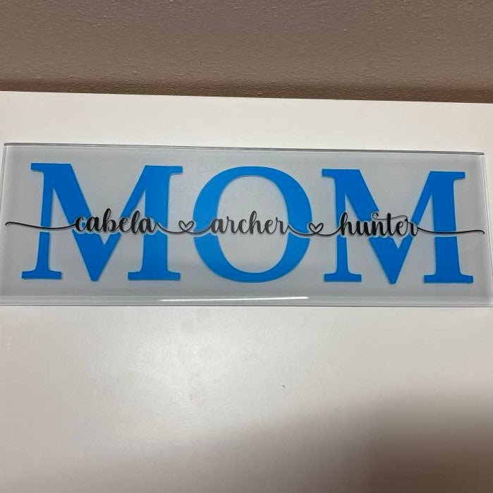 Personalized MOM/GRANDMA Glass tiles, Mom 3 names