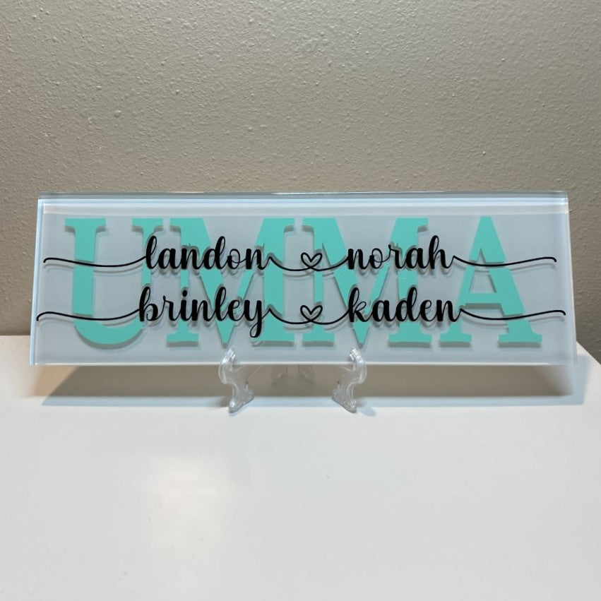 Personalized MOM/GRANDMA Glass tiles, 4 names