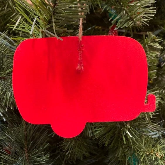 Wooden Christmas Camper, Ornament or wall hanging, back side