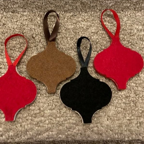 Arabesque Christmas Ornaments, Ceramic, Multiple Designs, felt backs