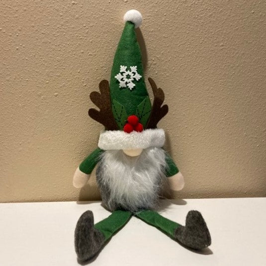 Large Personalized Christmas Gnomes with antlers, green