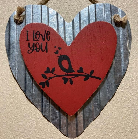 I Love You Heart with Bird Decoration