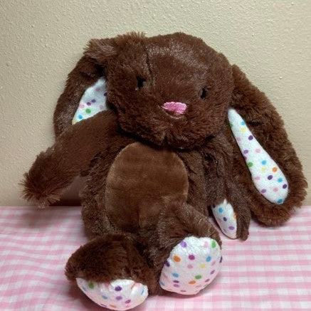 Personalized Bunnies 11", Brown with polka dots