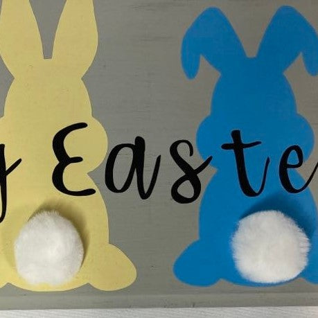 Happy Easter Bunny Tails Sign close up