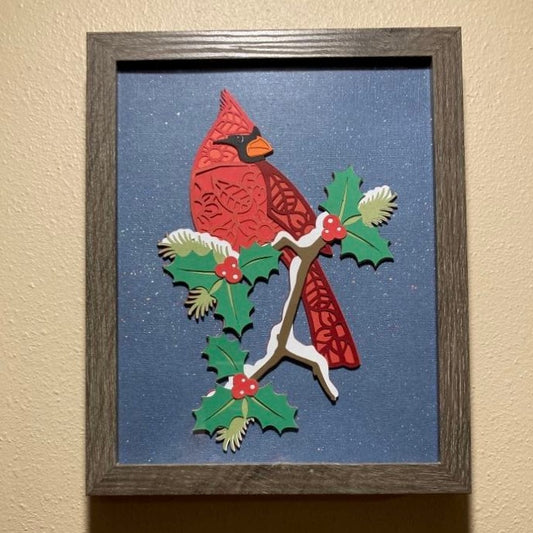 Winter Cardinal Shadow Box