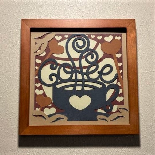 Coffee, layered art, Multiple colors available, dark