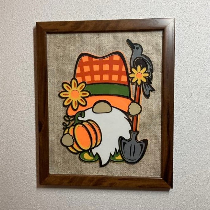 Fall Farmer Gnome, Layered Art