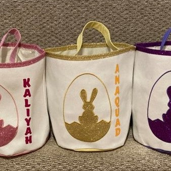 Personalized Easter Baskets, Glitter Gold
