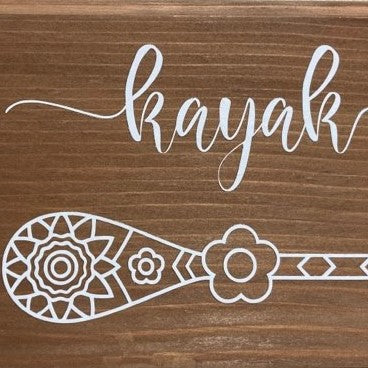 Kayak Sign, Wood, Close up