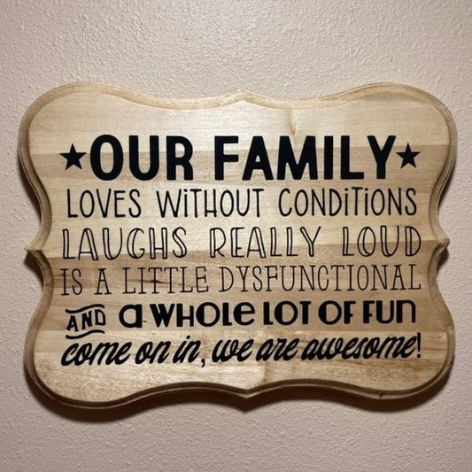 Our Family is Awesome! Wood Sign with Routed Edges