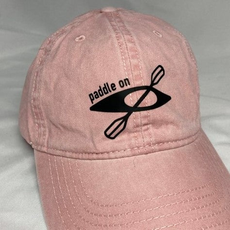 Kayak Paddle On Baseball Cap, Multiple Colors Available, light pink