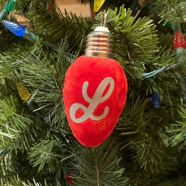 Personalized Plush Christmas Bulb Ornament, Multiple Options, Red