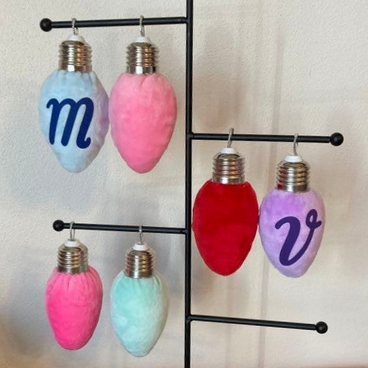 Personalized Plush Christmas Bulb Ornament, Multiple Options