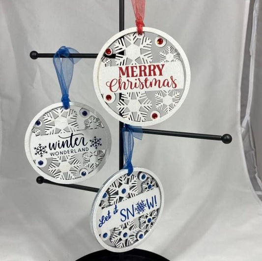 4" Wood Round Christmas Ornaments