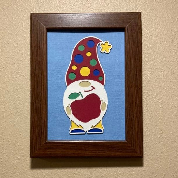 School Gnome with Apple - 5" x 7" Layered Art