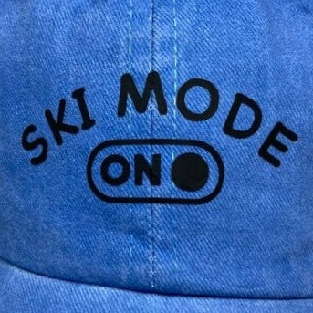 Ski Mode On Baseball Cap, Multiple Colors Available, Close up