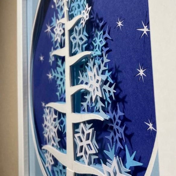 Winter Snowflake Tree, Shadow Box, angle 