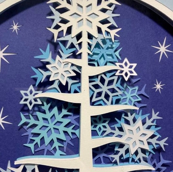 Winter Snowflake Tree, Shadow Box, close up